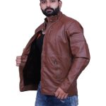 Men Full Sleeve Leather Solid Leather Jacket