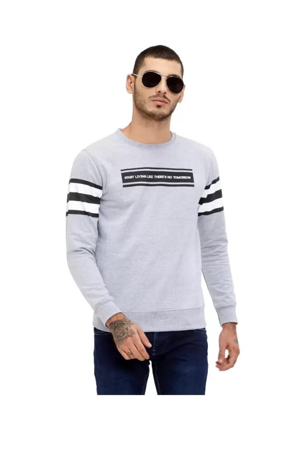 Men Sweatshirts Fleece Blend Round Neck Cotton