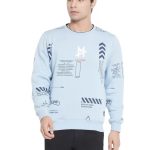 Men Sweatshirts Cotton Fleece Blend Round Neck