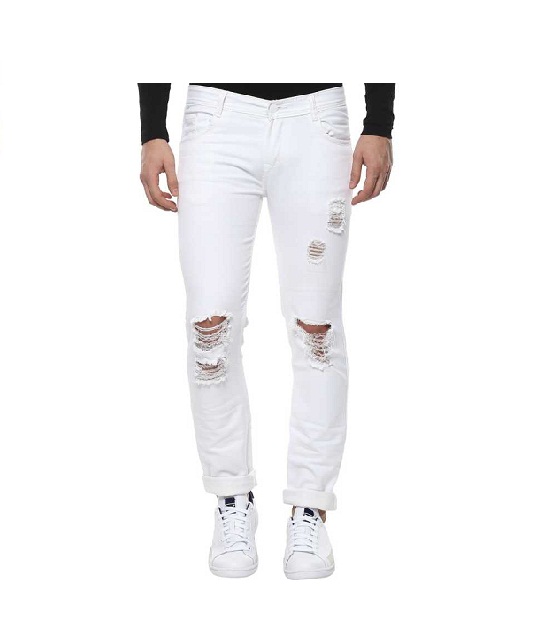 white damage jeans