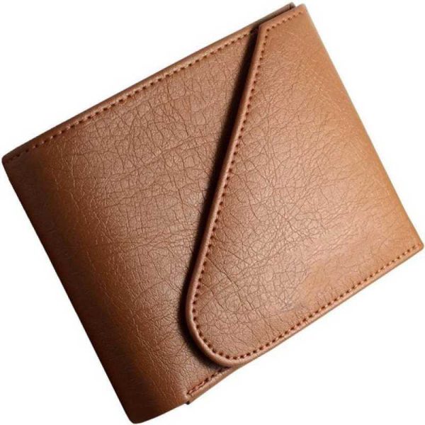 Men Casual Tan Artificial Leather Wallet - Mini  (6 Card Slots)