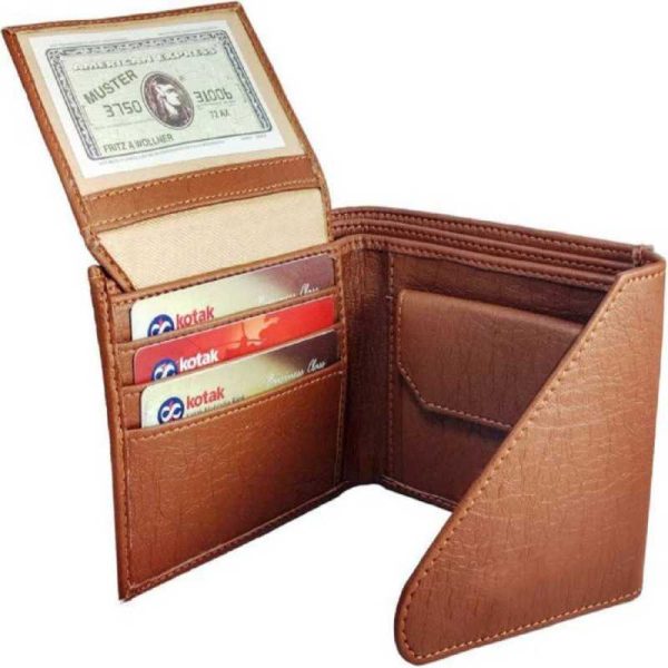 Men Casual Tan Artificial Leather Wallet - Mini  (6 Card Slots) - Image 2