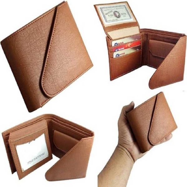 Men Casual Tan Artificial Leather Wallet - Mini  (6 Card Slots) - Image 4