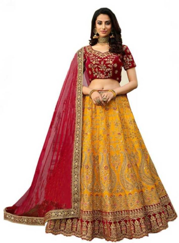 Embellished, Embroidered Semi Stitched Lehenga Choli  (Multicolor)