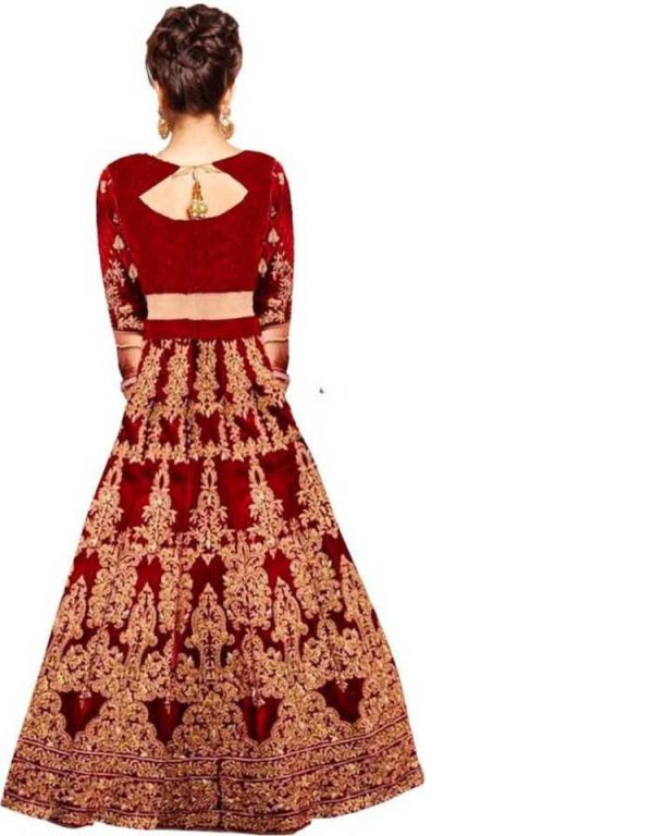 Embroidered Semi Stitched Lehenga Choli  (Red) - Image 2