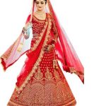 Embroidered Semi Stitched Lehenga Choli  (Red)