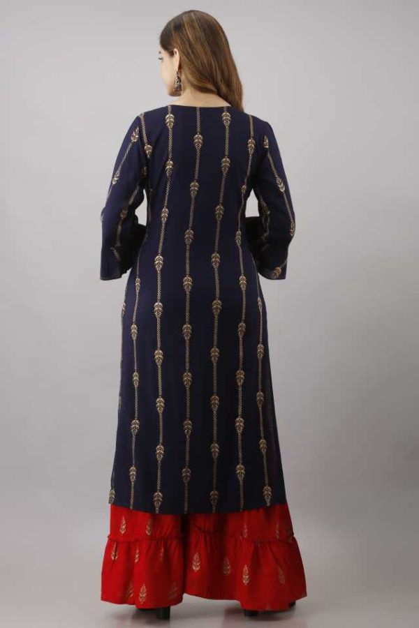 Women Kurta and Sharara Set Rayon - Image 3