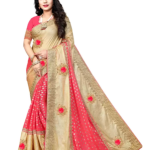 Embellished Fashion Jacquard, Art Silk Saree  (Gold, Pink)