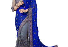Embroidered Bollywood Silk Blend Saree  (Blue)