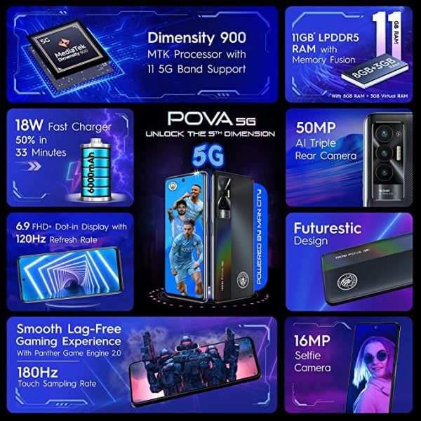 Tecno POVA 5G (8GB+128GB) Dimensity 900 5G Processor - Image 4