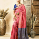 Rose Pink Silk Woven Banarasi Saree