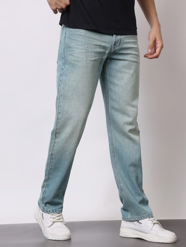 Men’s Relaxed Fit Dusty Blue Washed Jeans - Image 2