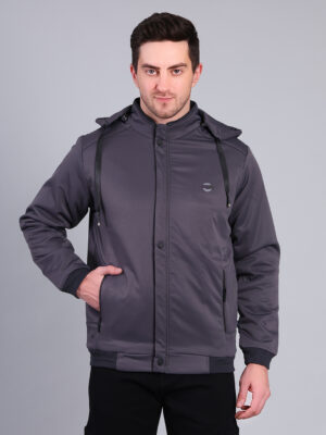Jacket For Men With Mandarin Collar Dark Grey