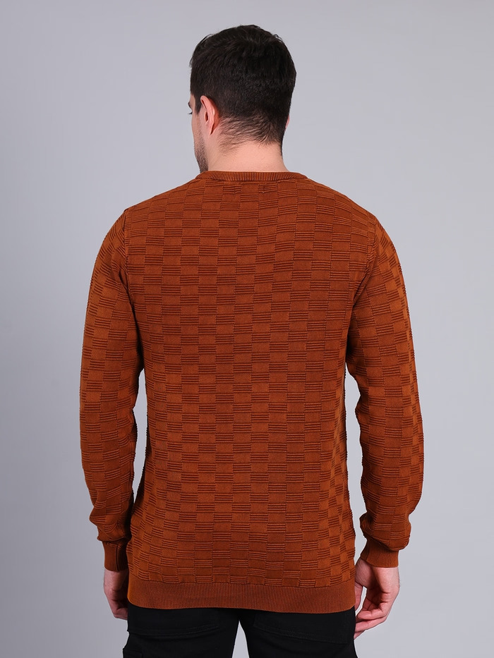 Full Sleeve Round Neck Solid Sweater Mustard - Image 2