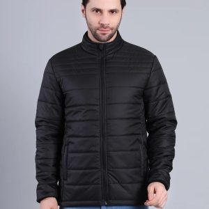 Men Lightweight Puffer Winter Jacket with Zip Closure (Black)