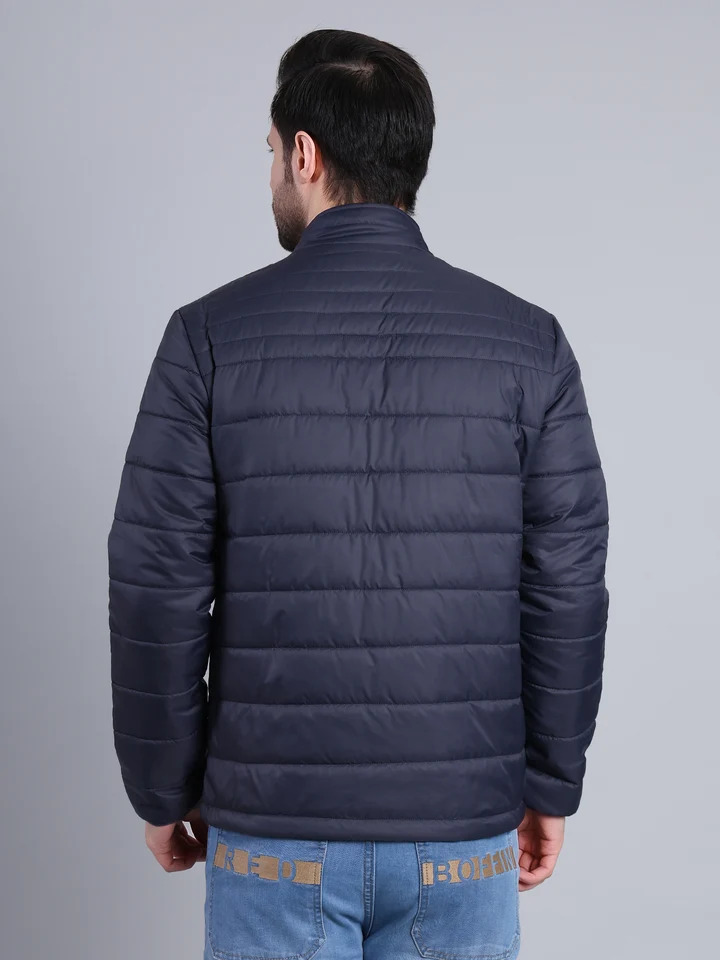 Men Lightweight Puffer Winter Jacket with Zip Closure (Navy) - Image 3