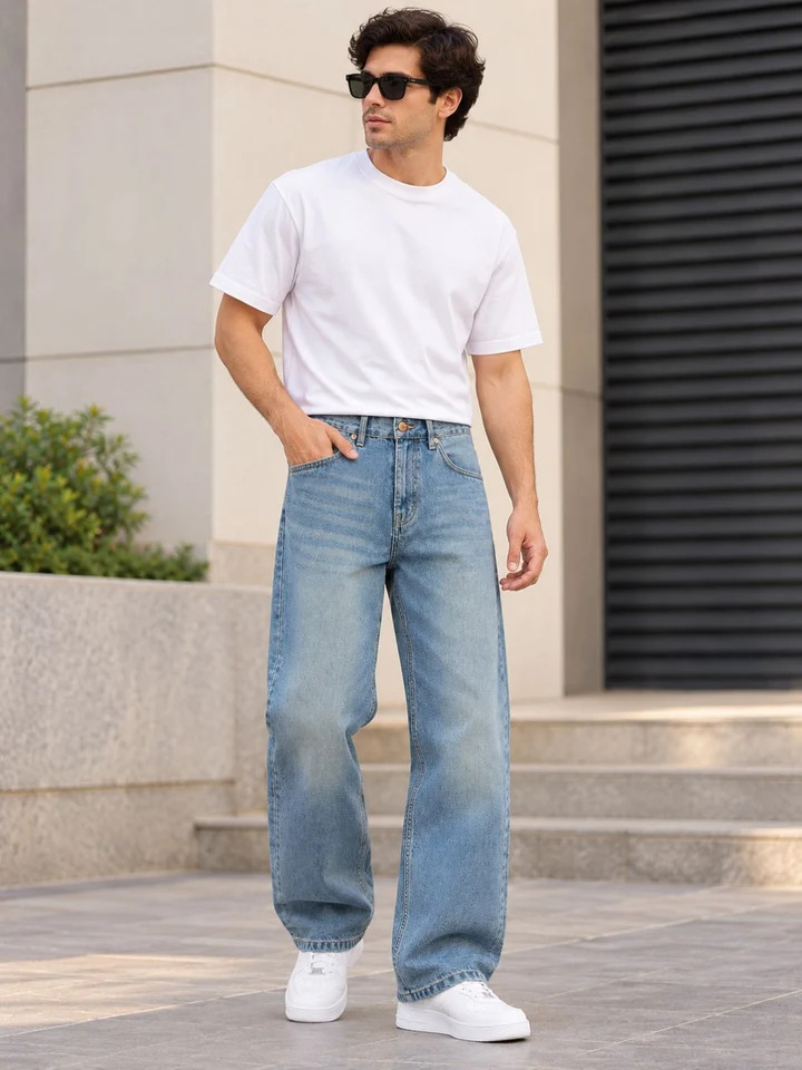 Men’s Baggy Fit Non-Stretchable Denim Jeans - Image 2