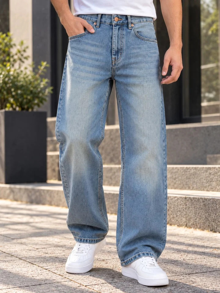 Men’s Baggy Fit Non-Stretchable Denim Jeans