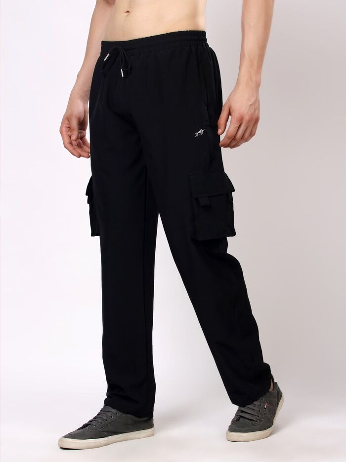 Men Comfort Fit Non-Stretchable Trackpant Black - Image 3