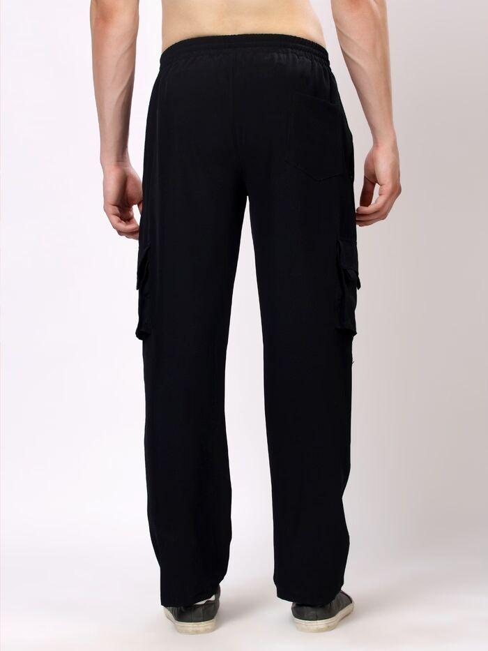 Men Comfort Fit Non-Stretchable Trackpant Black - Image 4
