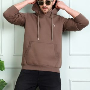 Round Neck Full Sleeve Solid Casual Hoodies Olive