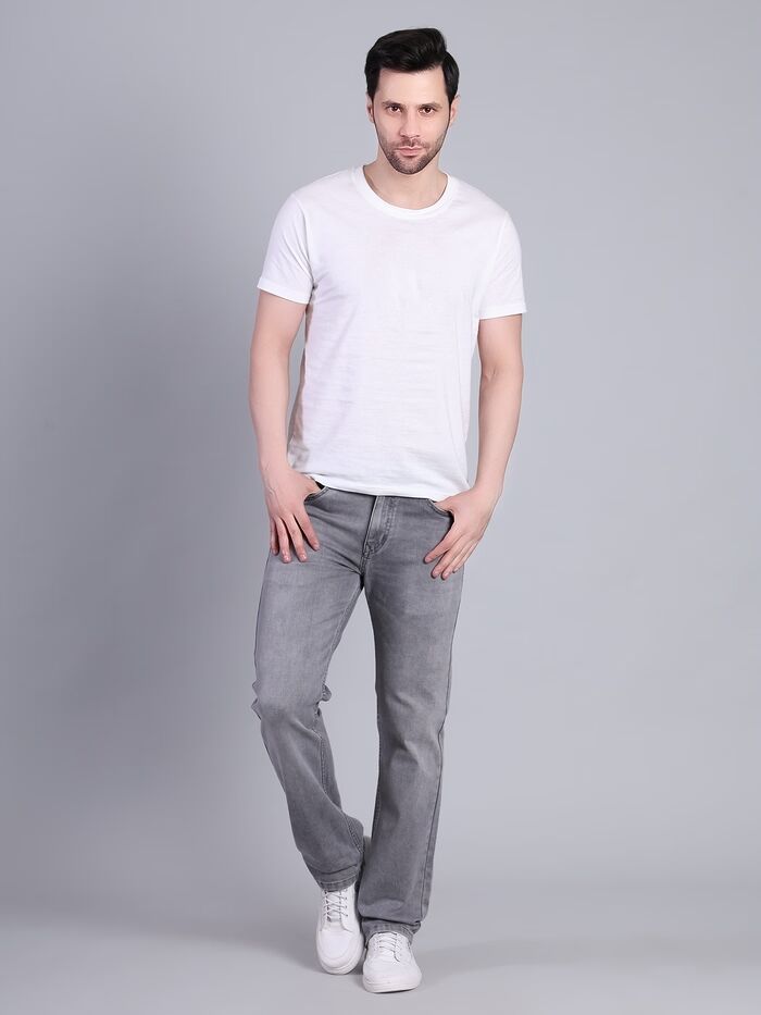 Men’s Comfort Fit Denim Jeans Dark Grey - Image 4