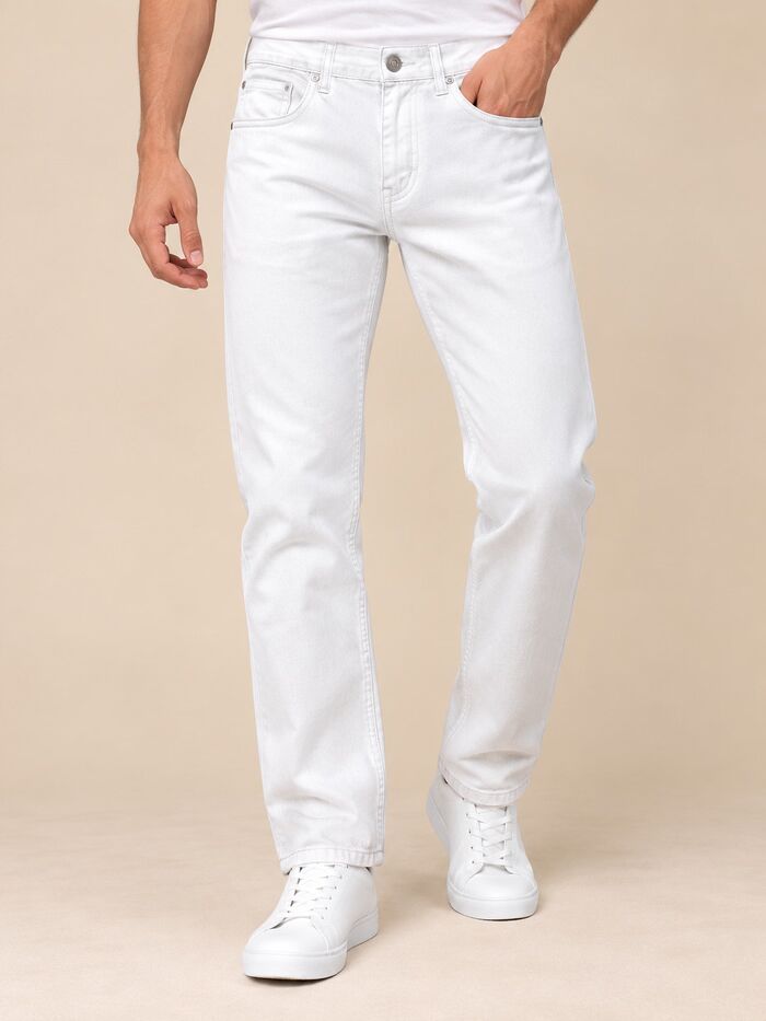 Men’s Comfort Fit Non-Stretchable Jeans White