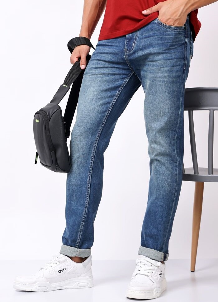 Men’s Slim Fit Denim Jeans Light Fade Blue