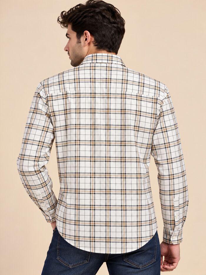 Regular Fit Full Sleeve Solid Casual Check Shirt - Image 2