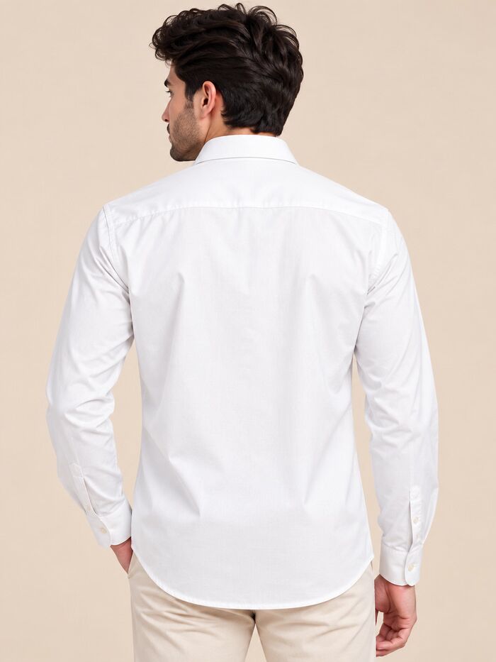 Regular Fit Full Sleeve Solid Casual Shirt White - Image 2