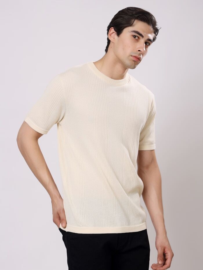 Regular Fit Half Sleeve Solid Round Neck T-Shirt - Image 5