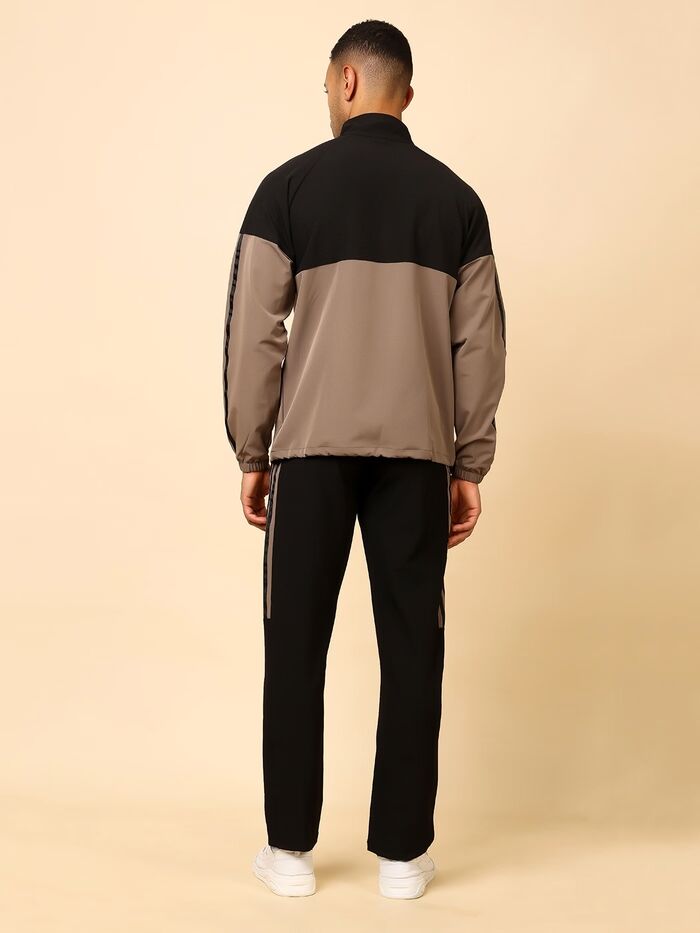 Solid Tracksuit Stylish Full Set for Sports, Gym & Casual Wear (Sand) - Image 3