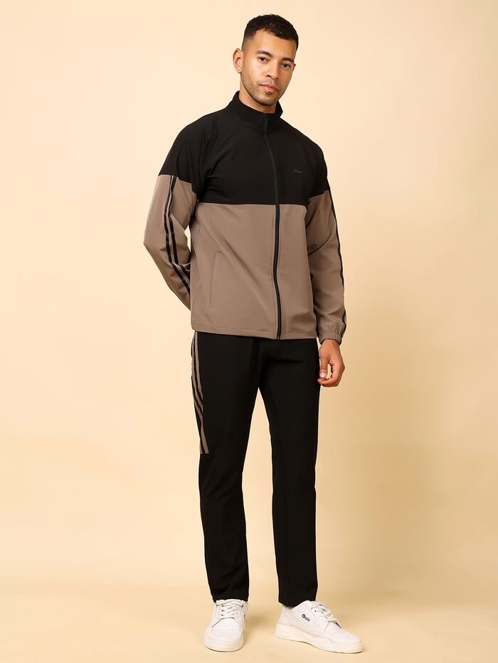 Solid Tracksuit Stylish Full Set for Sports, Gym & Casual Wear (Sand) - Image 5