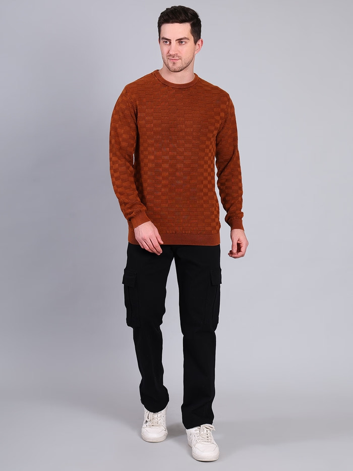 Full Sleeve Round Neck Solid Sweater Mustard - Image 5
