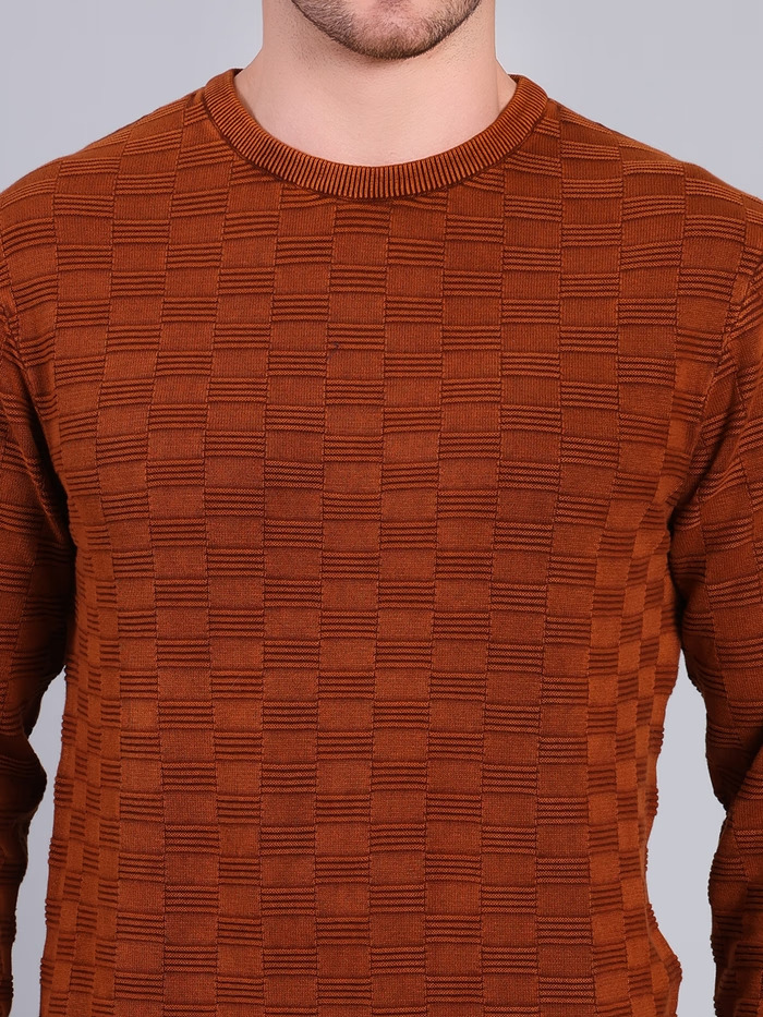 Full Sleeve Round Neck Solid Sweater Mustard - Image 3