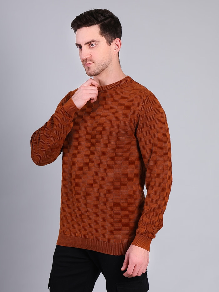 Full Sleeve Round Neck Solid Sweater Mustard - Image 4