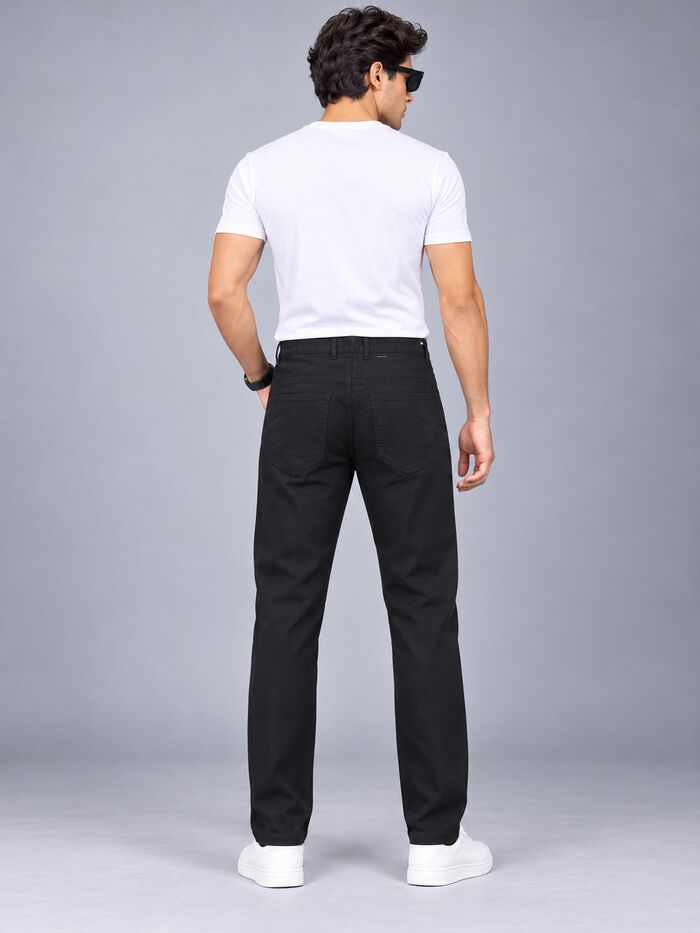 Slim Fit Non-Stretchable Cotton Trouser Black - Image 3