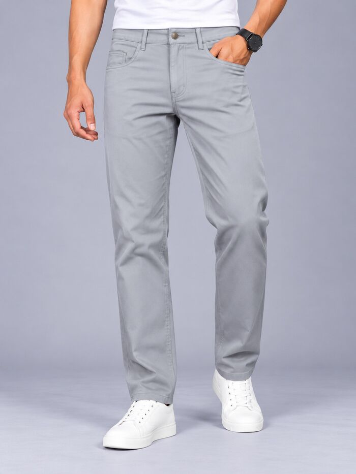 Slim Fit Non-Stretchable Cotton Trouser Beige