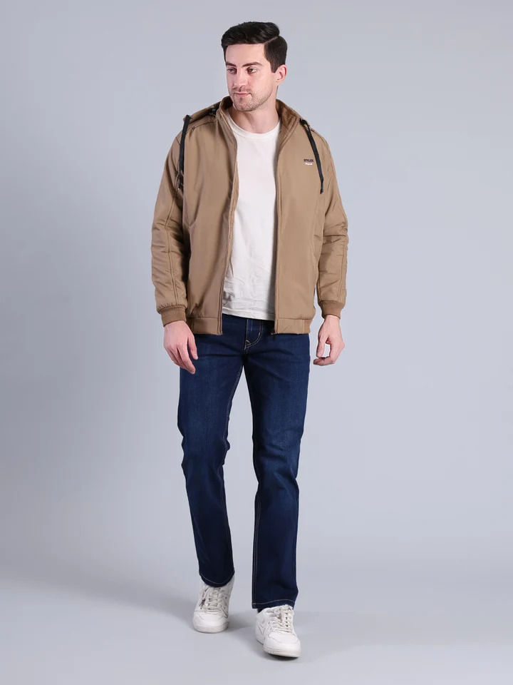 Solid Hooded Winter Jacket | Full Sleeve Zip-Up Casual Jacket - Image 2