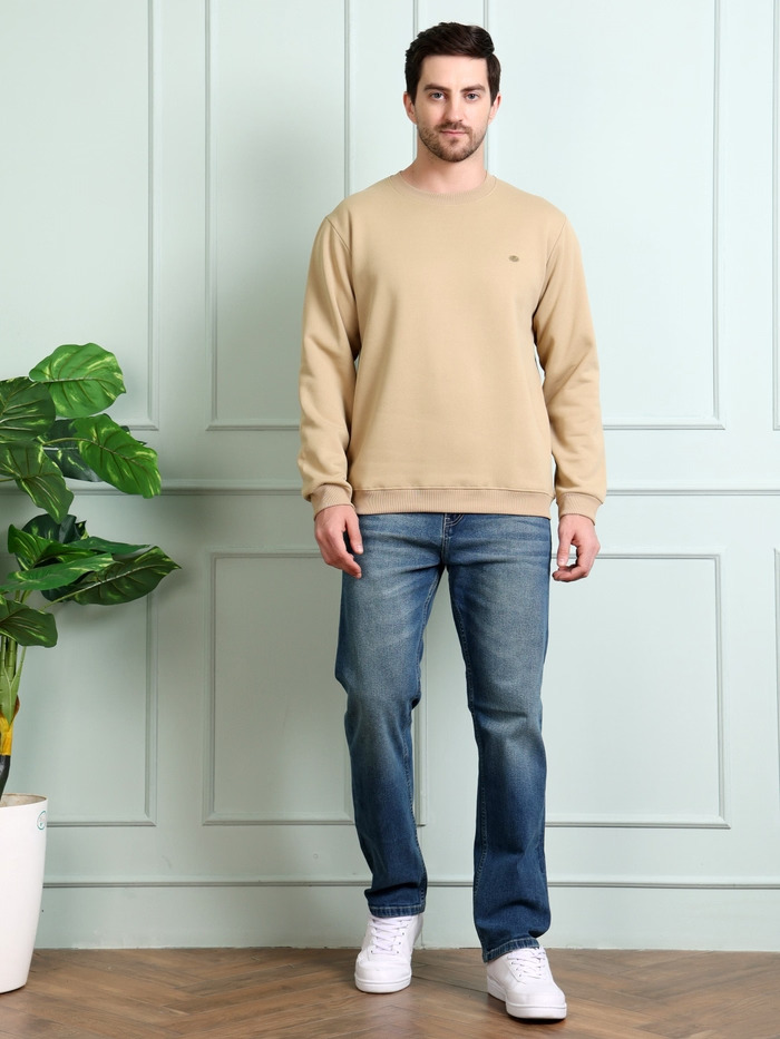 Regular Fit Round Neck Full Sleeve Solid Casual Sweatshirt - Image 3