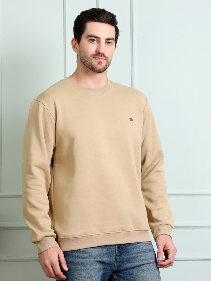 Regular Fit Round Neck Full Sleeve Solid Casual Sweatshirt - Image 2