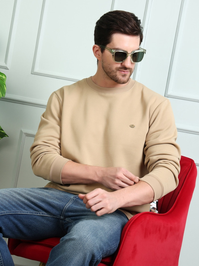 Regular Fit Round Neck Full Sleeve Solid Casual Sweatshirt