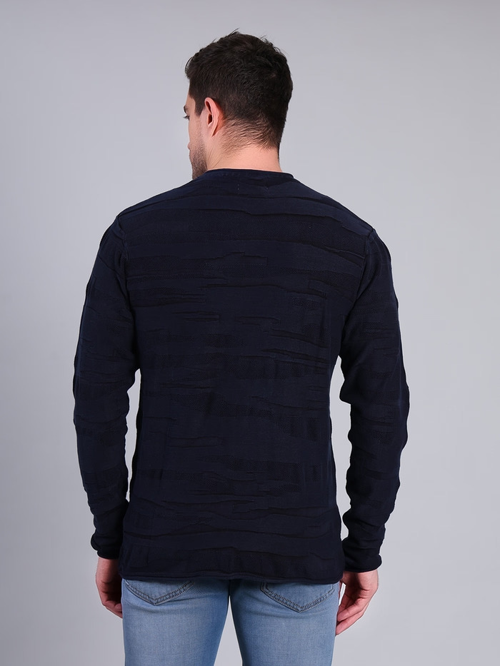 Full Sleeve Round Neck Solid Sweater - Image 3