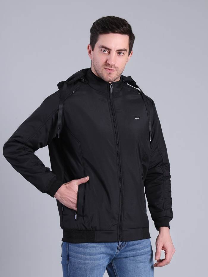 Solid Hooded Winter Jacket | Full Sleeve Zip-Up Casual Jacket (Teal) - Image 2