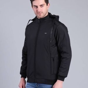 Solid Hooded Winter Jacket | Full Sleeve Zip-Up Casual Jacket (Teal)